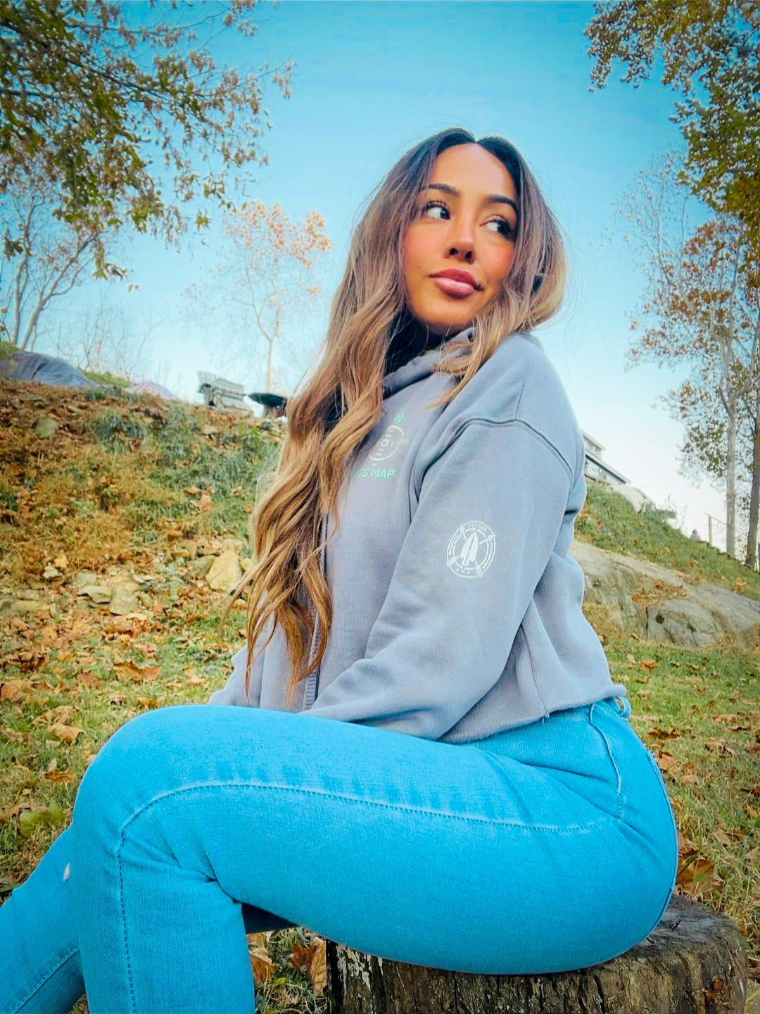 DTS Map Crop Top Hoodie