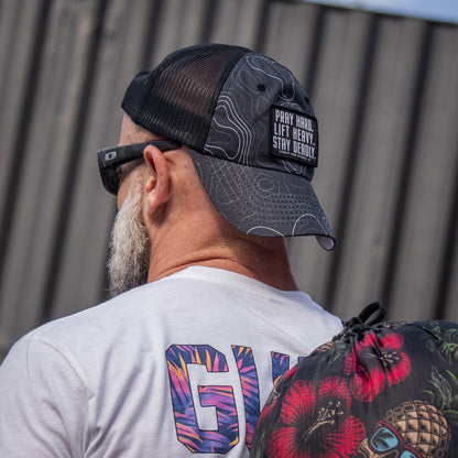 Pray Hard. Lift Heavy. Stay Deadly. Patch Tactical Ripstop Mesh Snapback Hat