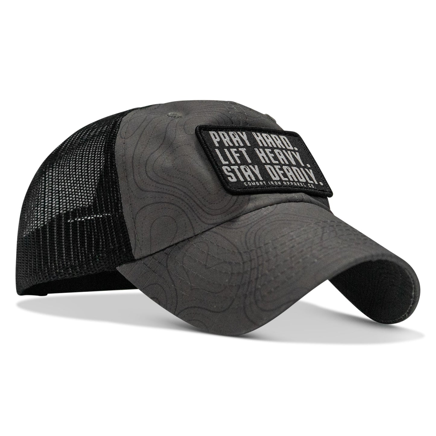Pray Hard. Lift Heavy. Stay Deadly. Patch Tactical Ripstop Mesh Snapback Hat