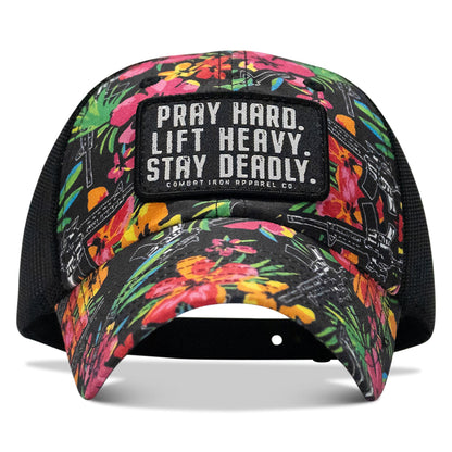Pray Hard. Lift Heavy. Stay Deadly. Patch Tactical Ripstop Mesh Snapback Hat