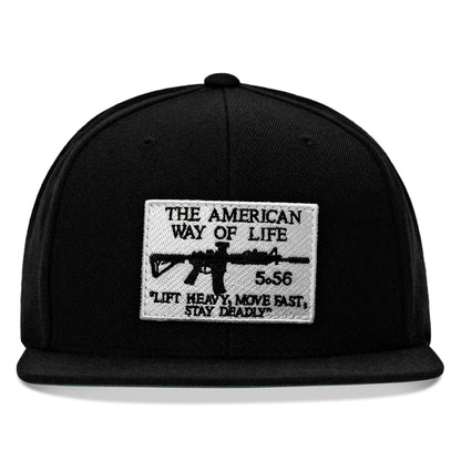 American Way Of Life 5.56 White Patch Flatbill SnapBack Hat