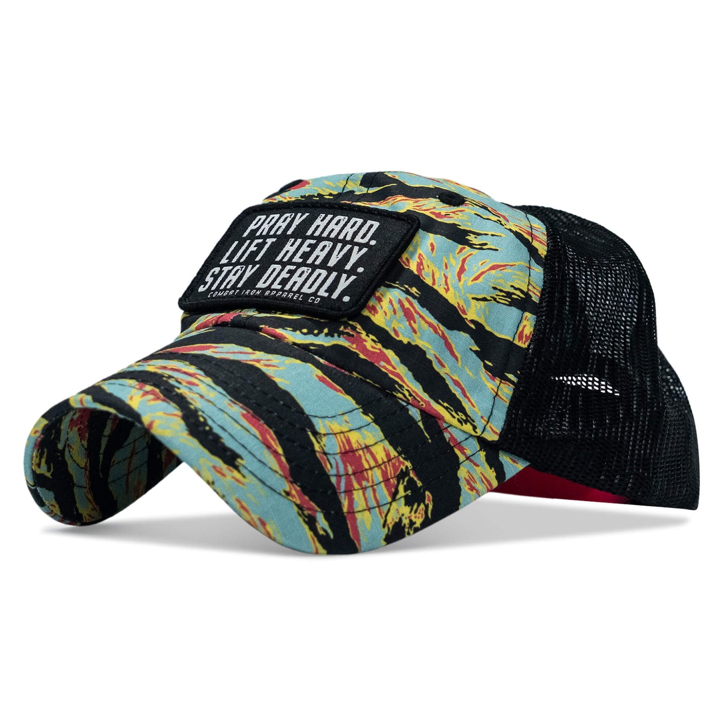 Pray Hard. Lift Heavy. Stay Deadly. Patch Tactical Ripstop Mesh Snapback Hat